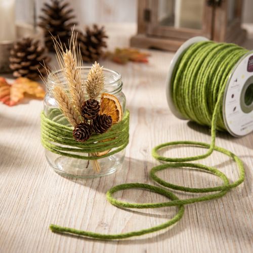 položky Vlněná šňůra Wick Thread plstěná šňůra mechově zelená 3mm 100m