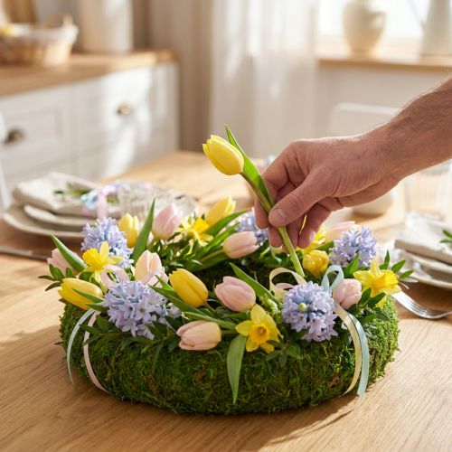 položky Mechový věnec jako všestranný základ pro kreativní floristiku a dekorační nápady, 20 cm, 4 kusy