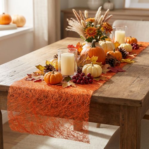 položky Deco fleece běhoun na stůl Sizoweb oranžový 30cm 5m
