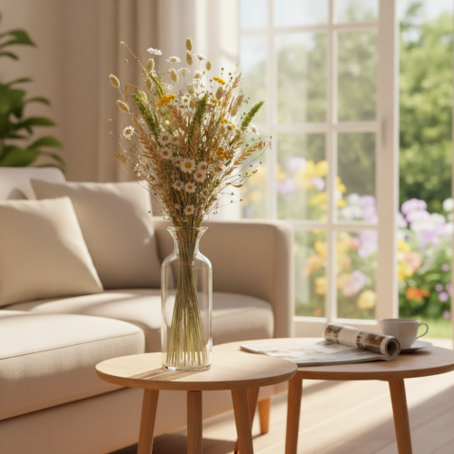 položky Kytice sušených květin, elegantní kytice sušených květin do obývacího pokoje, 50 cm