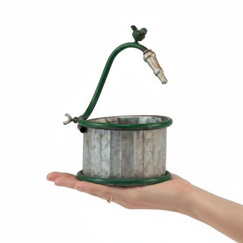 položky Kovový květináč, sud na dešťovou vodu, design ptáka, dekorace na balkon, Ø15,5 cm