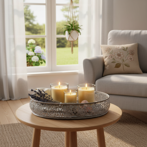 položky Dekorativní kovová miska, šedý vzor, oválná, D36cm/33,5cm, sada 2 kusů