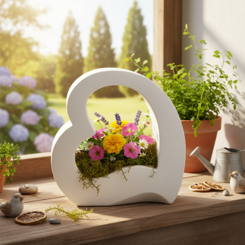 Dekorace ve tvaru srdce pro výsadbu a květinová aranžmá, otevřený design, moderní tvar srdce, 19 cm | Floristik24.cz