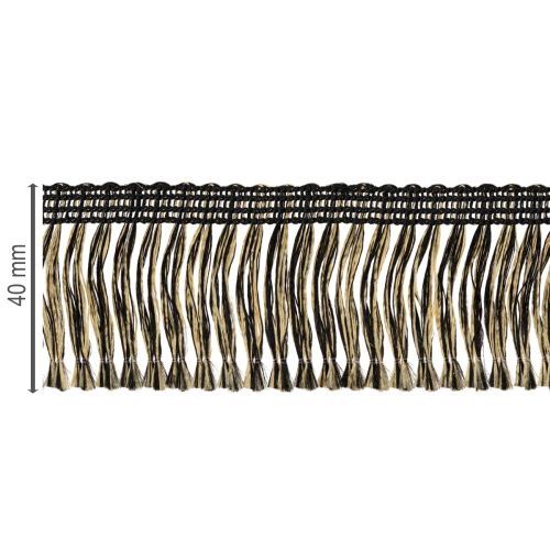 položky Černo-zlatý třásňový lem 4 cm x 25 m - Ideální pro dekoraci věnce, smuteční stuhy a vintage doplňků.