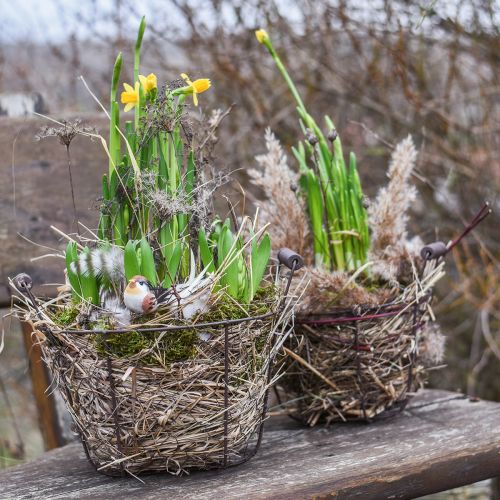 Floristik24 Jarní dekorace, ptáčci na drátě, umělý ptáček hnědá, bílá V3cm 12ks