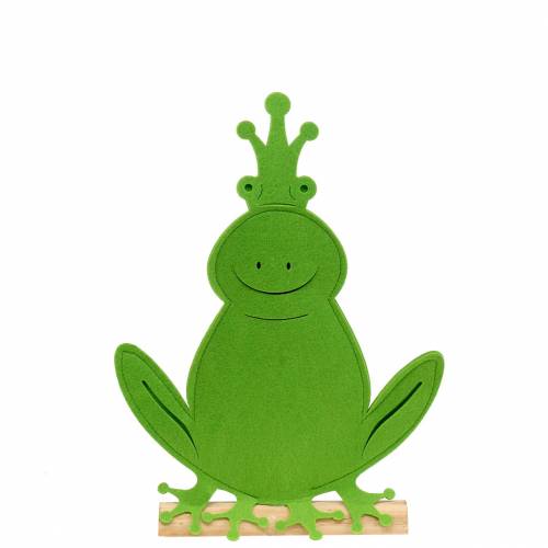 Frog Prince plstěné dřevo zelené 20cm x 27,5cm letní dekorace