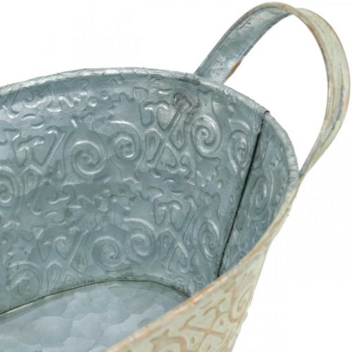 Floristik24 Jarní dekorace květináč oválná kovová miska na rostliny s uchy vintage 28×15cm