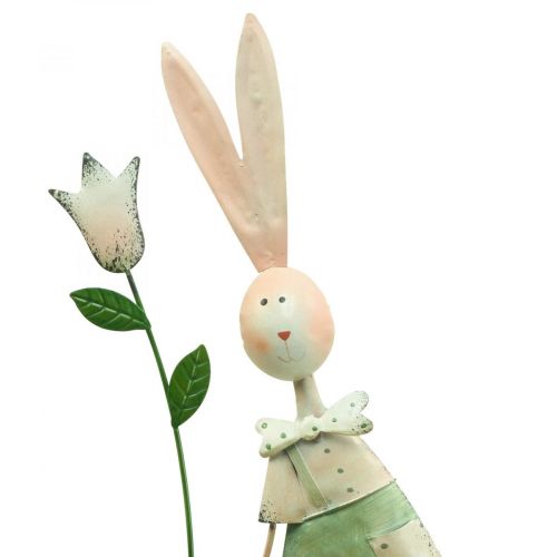 Jarní dekorace králíci z kovu pár králíků V48cm