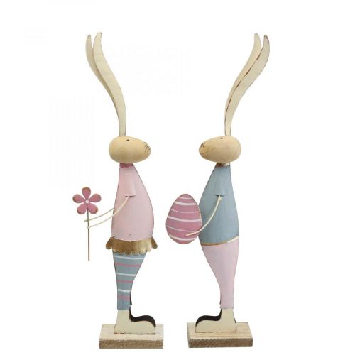 Floristik24 Jarní dekorace králíci z kovu pár králíků V39cm