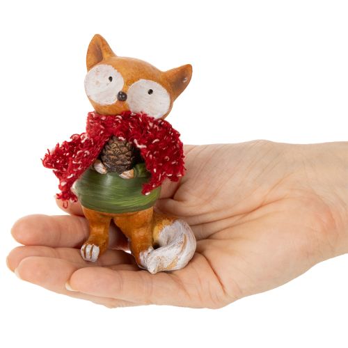 Dekorativní liška se šálou a šiškou, 10 cm, 2 kusy | Floristik24.cz