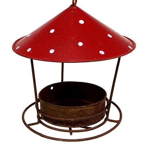 Floristik24 Krmítko pro ptáčky k zavěšení červené, rošt Ø16cm H40cm