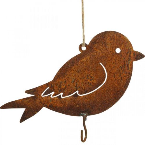 položky Dekorační ptáček, věšák na jídlo, kovová dekorace nerez 19 × 13,5cm