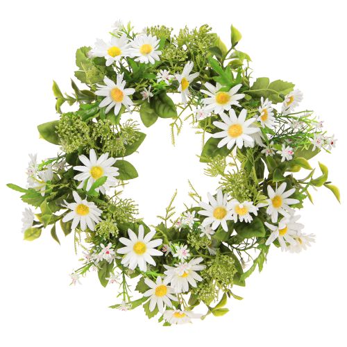 položky Sedmikráska věnec Bílá Zelená umělá Ø28cm V9cm