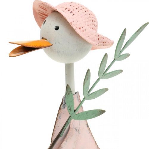 Floristik24 Čáp s lopatkou, kovový ptáček s větví, dekorativní ptáček, zahradní figurka, kovová dekorace V26/28cm sada 2 ks