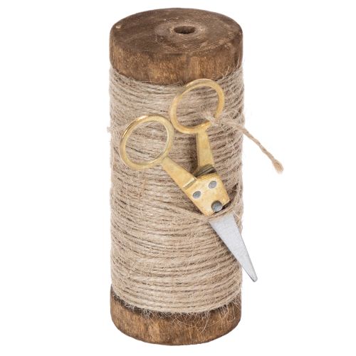 Floristik24 Cívka příze s ozdobnými nůžkami Ø6,5 cm V15 cm 2 ks Vintage styl