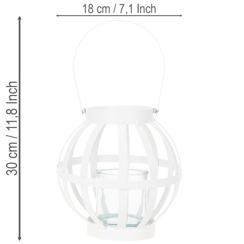 Zahradní lucerna, kov a sklo, závěsný svícen, bílá, Ø18,5 cm | Floristik24.cz