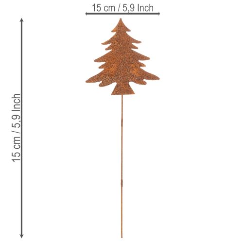 Zahradní kůl, zvětralá ocel, jelen, hvězda, jedle, V10/15cm, 3 kusy | Floristik24.cz
