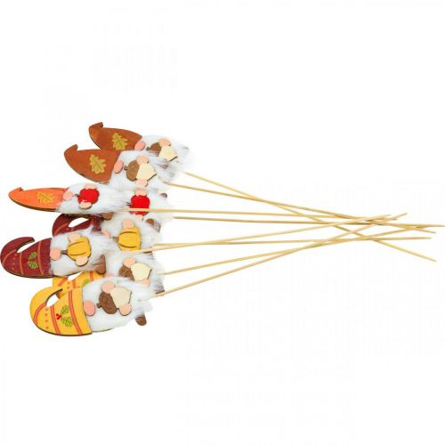 položky Garden Stakes Gnome Podzimní dekorace Dřevo Assorted 39cm 8 ks