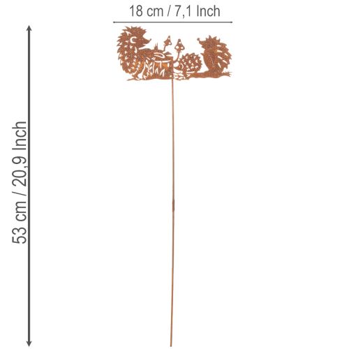 Zahradní dekorace s motivem ježka s rezavým motivem na léto a podzim 53 cm | Floristik24.cz