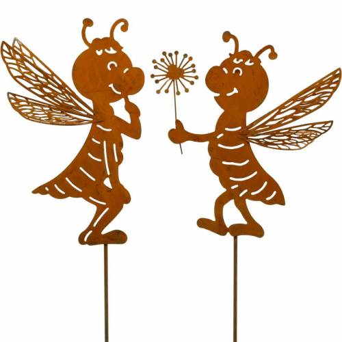 Floristik24 Zahradní hmoždinka včelka nerez zahradní dekorace jarní dekorace 2ks
