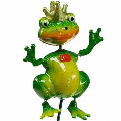 Floristik24 Zahradní kůl Frog King s kovem Spring Green, Yellow, Golden V68,5 cm