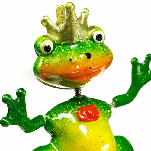Floristik24 Zahradní kůl Frog King s kovem Spring Green, Yellow, Golden V68,5 cm