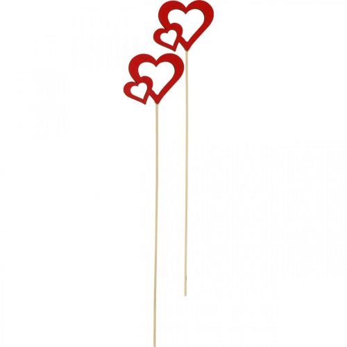 Floristik24 Květinová zátka srdce dřevo červená romantická dekorace 6cm 24ks