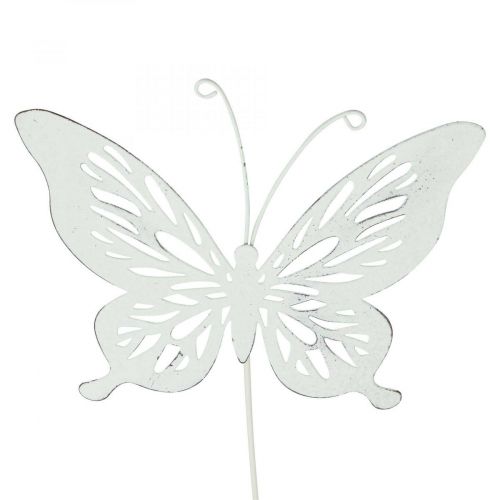 Floristik24 Zahradní kůly kovové motýl bílý 14×12,5/52cm 2ks
