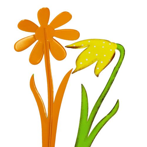 Floristik24 Zahradní hmoždinka kovová květina oranžová, žlutá 47cm 4ks