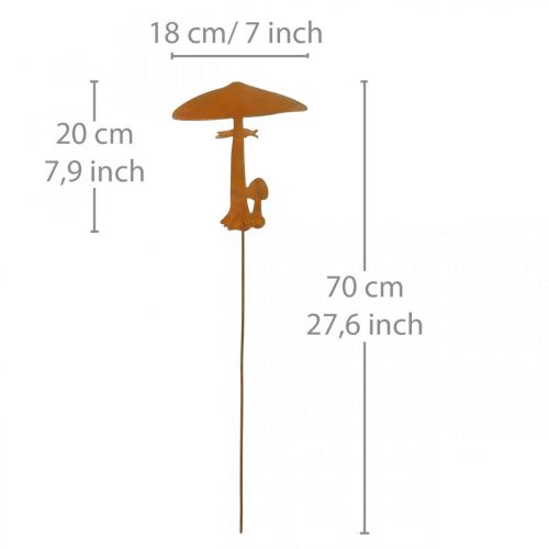 položky Zahradní kůl Houby Zahradní dekorace Rust Metal 70cm