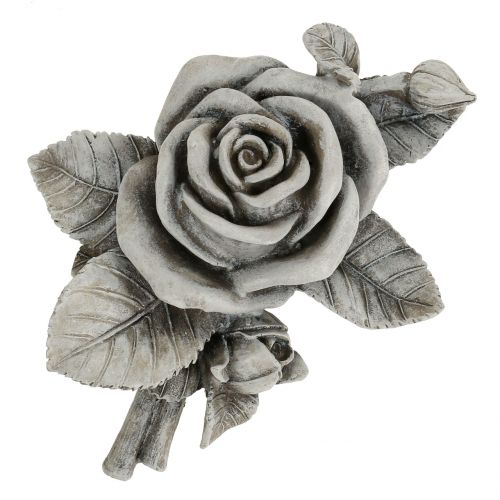 Floristik24 Růže na ozdobu hrobu šedá 16cm x 13,5cm 2 ks