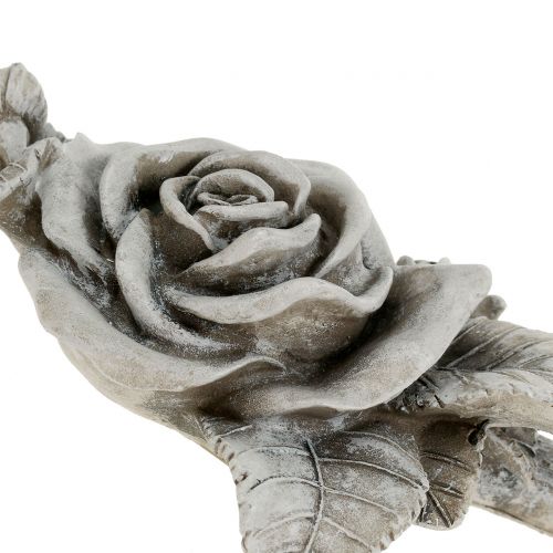 Floristik24 Růže na ozdobu hrobu šedá 16cm x 13,5cm 2 ks