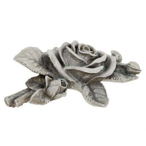 Floristik24 Růže na ozdobu hrobu šedá 16cm x 13,5cm 2 ks