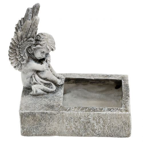 Floristik24 Květináč s andělem šedým 17cm