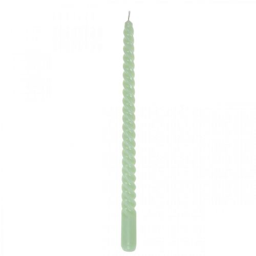 Floristik24 Kroucené svíčky spirálové svíčky zelené mátové Ø2,2cm V30cm 2ks