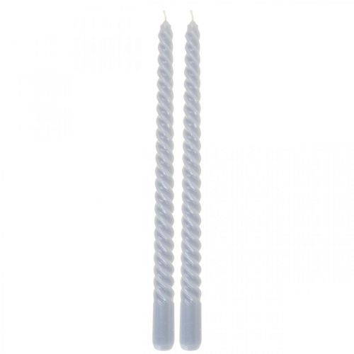 Floristik24 Kroucené svíčky světle modré kuželové svíčky Ø2,2cm H30cm 2ks