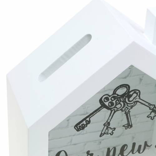 Floristik24 Úsporný box "Náš nový domov" dřevěné sklo bílé 15x7cm H18cm