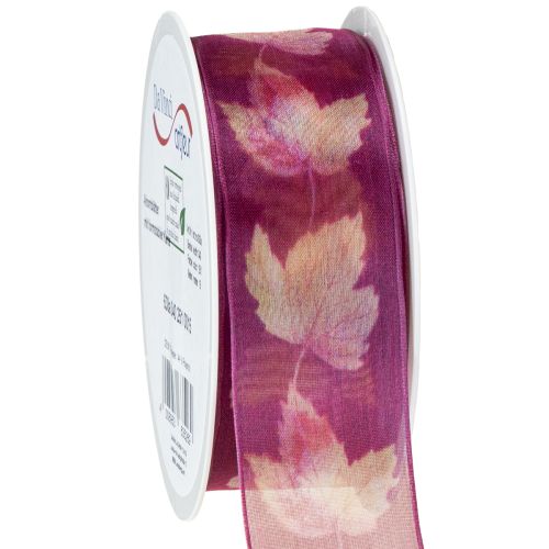 Floristik24 Dárková stuha javorové listy fialová stuha podzimní 40mm 15m