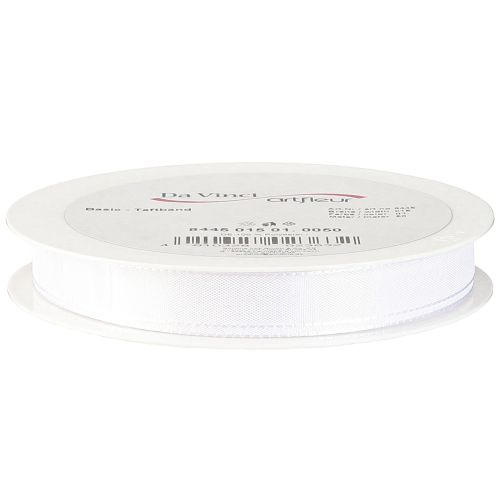 položky Dárková stuha, dekorativní stuha, taftová stuha bílá 15mm 50m