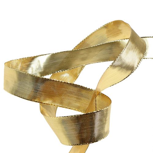 položky Dárková stuha zlatá s drátěným okrajem 25m