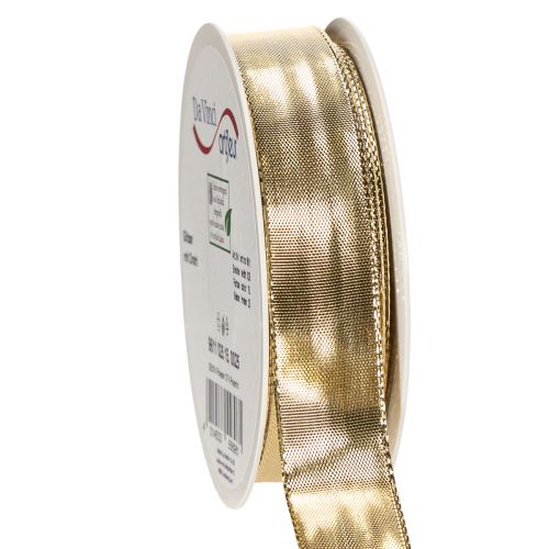 položky Zlatá dárková stuha s drátěným okrajem, šířka 25 mm, délka 25 m