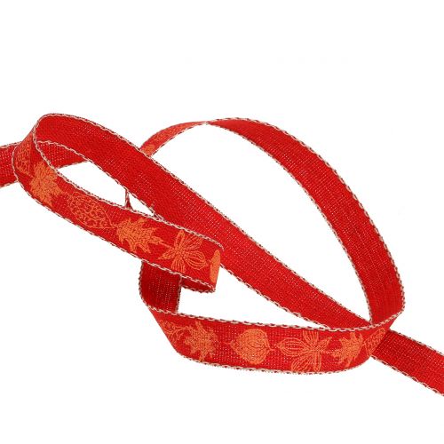 Floristik24 Ozdobná stuha podzimní motiv červená 15mm 20m