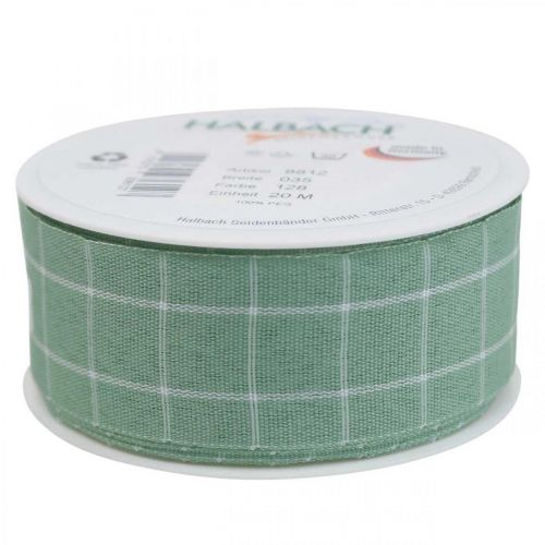 položky Dárková stuha zelená pastelová kostkovaná deko stuha 35mm 20m