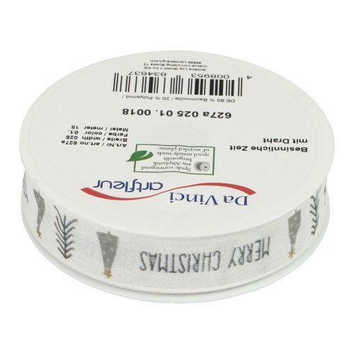 položky Dárková stuha Vánoční Veselé Vánoce šedá 25mm 18m