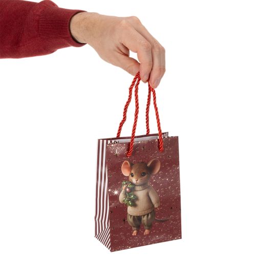Vánoční dárková taška s motivem myši, 16 cm, 2 kusy | Floristik24.cz