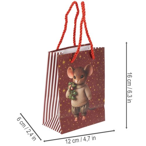 Vánoční dárková taška s motivem myši, 16 cm, 2 kusy | Floristik24.cz