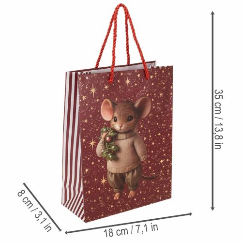 Dárková taška s motivem myši a hvězdami k Vánocům, 24 cm, 2 kusy | Floristik24.cz
