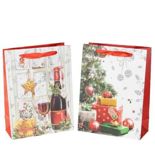 položky Vánoční dárková taška 8cm x 18cm H24cm sada 2 ks