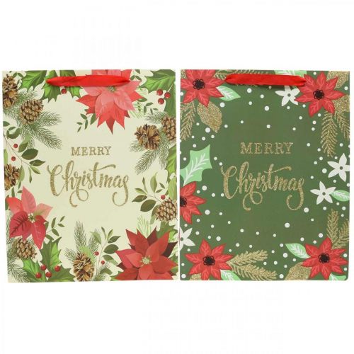 Floristik24 Dárkové tašky Vánoční dárková taška Merry Christmas 32x26cm 2ks