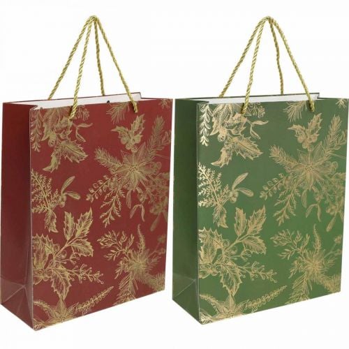 Dárkové tašky vánoční vánoční tašky jmelí 26×32cm 2ks
